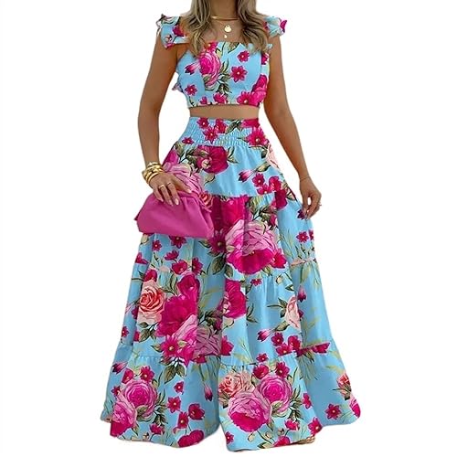 Women's Two-piece Suspender Vest With Exposed Navel Top And High Waisted Long Skirt Set