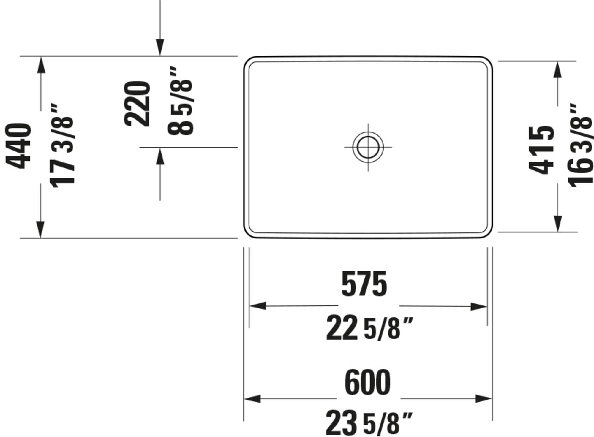 Duravit D-Neo lavabo encastré, 600x440mm, sans trou pour robinet, sans trop-plein, blanc brillant, poli, 0358600079, 0358600079
