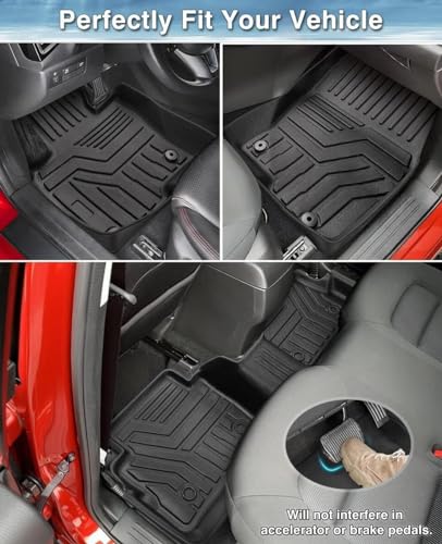 Image of Automoxco /Premium 9D car mat Full Set for Volkswagen Taigun || TPE (Thermoplastic Elastomer) Car Floor Mat Complete Set || 100% Waterproof and Washable || Color: Black