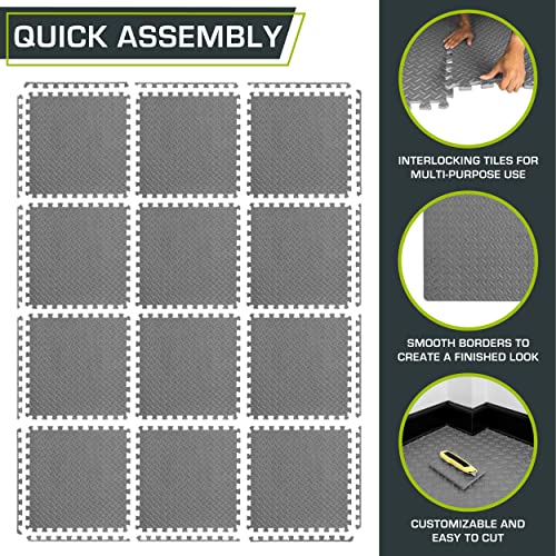 image for ProsourceFit Puzzle Exercise Mat ½ in, EVA Interlocking Foam Floor Ti