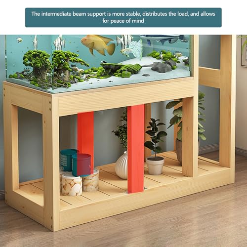 Support d'aquarium en bois massif robuste double couche pour aquariums et terrariums Assemblage facile Décoration d'intérieur