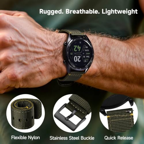 Image of WOCCI Nylon Watch Bands, Contrast Woven Design, Quick Release, Stainless Steel Buckle, Band Width 20mm 22mm 24mm 26mm
