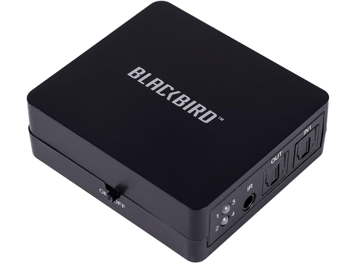 Interruptor S/PDIF 4x1 Monoprice Blackbird con cable de alimentación USB y receptor IR 5
