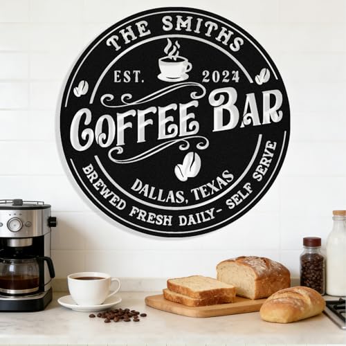 Image of Personalized Coffee Bar Metal Sign, Custom Coffee Signs, Custom Coffee Name Signs for Cafe Station, Coffee Wall Art Decor for Kitchen, Cafe Shop Decor, Cafe Lover Gift