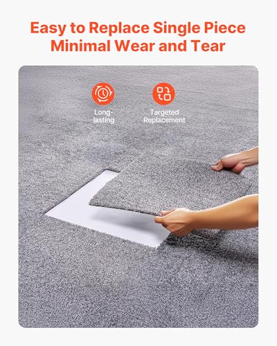 Image of VEVOR Carpet Tiles 18x18 inch, 10 Pack Carpet Square Rug Detachable & Damage-Free, Self Adhesive Home Floor Soft Plush Padded for 22.5sq.ft Coverage, Easy DIY for Living Room & Bedroom, Gray