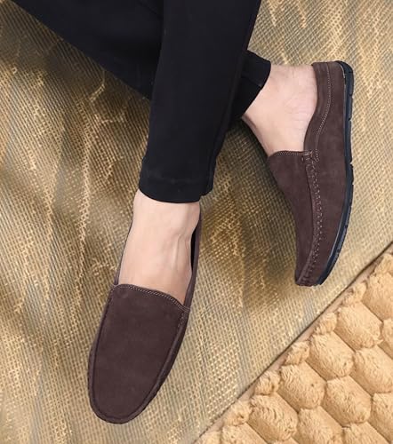 Image of ARAMISH Suede Half Loafers for Men | Men's Open Loafer Shoes