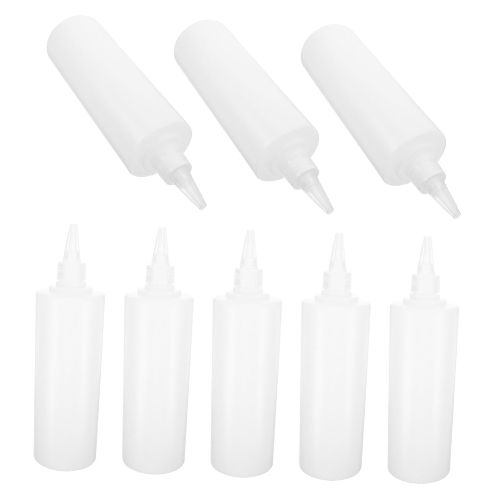 SOLUSTRE 8pcs Transparent Squeeze Bottles: 500ml Refillable Condiments Bottles for Syrup Ketchup Salad Dressing Kitchen Outdoor Use