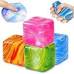 2PCS Squishy Cube, Ice Cube Squishy Stress Cube, Fidget for Classroom Focus and Office Stress Relief, Travel Anxiety Reduction Companion, Sensory Therapy Tool, Set of Two with Marbled Design