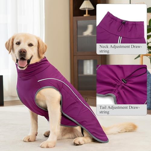 Cyponpy Hundemantel Warm Wasserdicht Hundejacke Winter Fleecemantel Hund Regenjacke Reflektierend mit Reißverschluss für Geschirr Wintermantel Hunde Fleece Hundejacke Pullover Hunde Bekleidung Winter