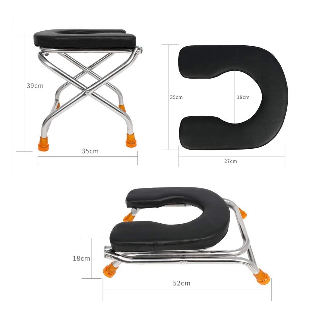 Toilleten Sitz, Ergonomie Bad Dusche Falten Stuhl Haushalt Tragbar Mobiles WC Toilettenhocker Zum Alter Mann Schwangere Frau (Farbe : Leather Surface, Größe : Height 39cm)