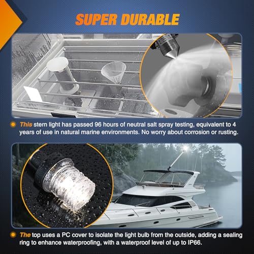 Image of Nilight Marine Boat Stern Light 24Inch White Fold Down Anchor Lights 12V 24V Waterproof 360 Lighting Navigation Lamp for Fishing Ship Sailboat Yacht Pontoon Speedboat Dinghy