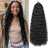 LIYATE Goddess Bohemian Crochet Box Braids 8 Inch 3 Packs Boho Crochet Hair for Women Pre Looped Gypsy Braids Synthetic Braiding Hair Extensions,1B/27