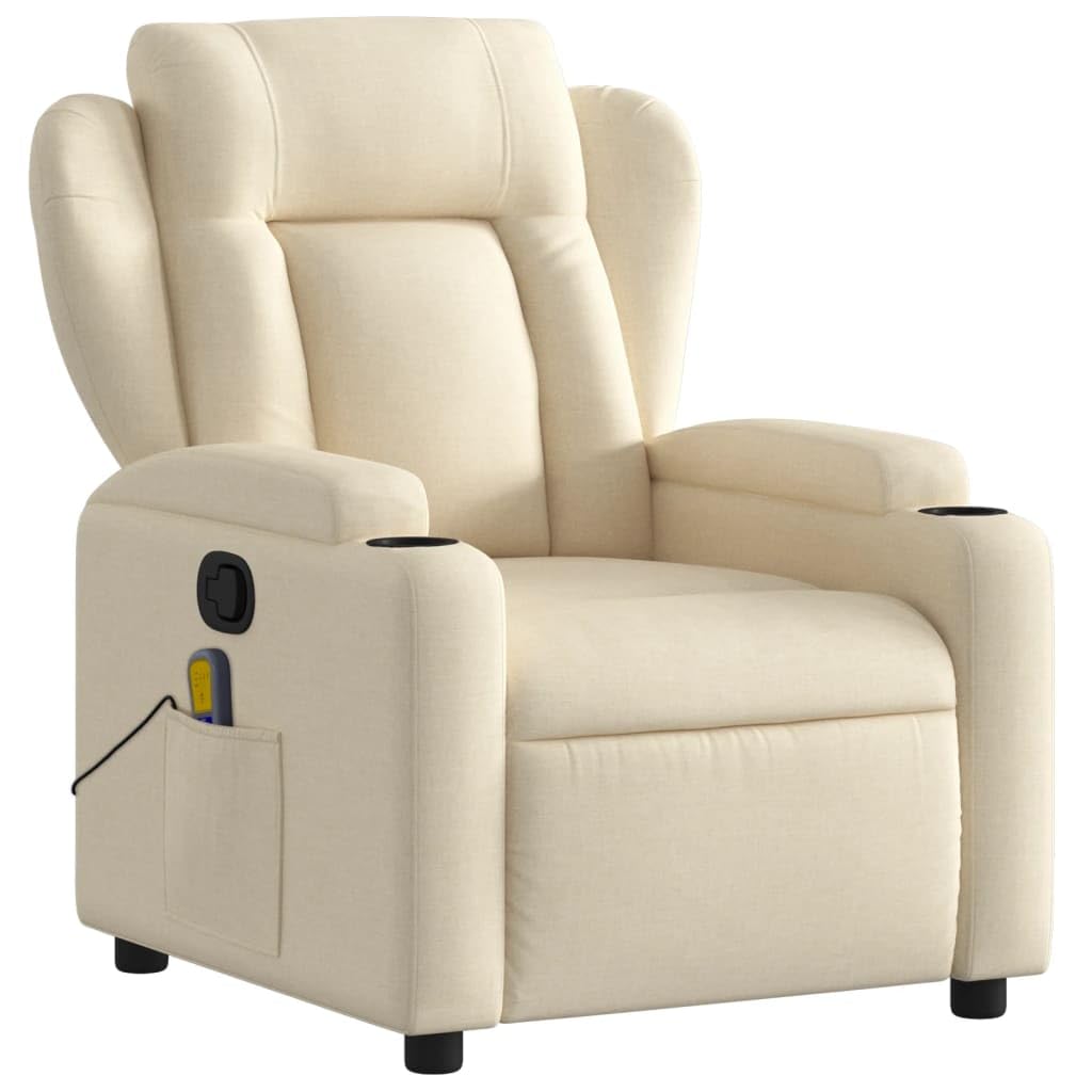 KOIECETA Sillón de masaje con respaldo ajustable, con función de vibración, sillón reclinable, sillón reclinable, sillón reclinable, sillón de TV, sillón de color crema