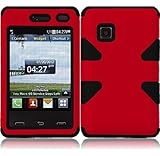 Importer520 Dynamic Hybrid Tuff Hard Case Snap On Phone Silicone Cover Case For LG 840G LG840G TracFone, StraightTalk, Net (Red / Black)