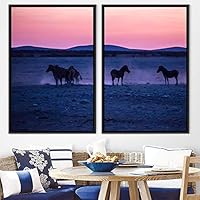 2 Piece Framed Canvas Wall Art Gallop Canvas Prints Home Artwork Decoration for Living Room,Bedroom - 16