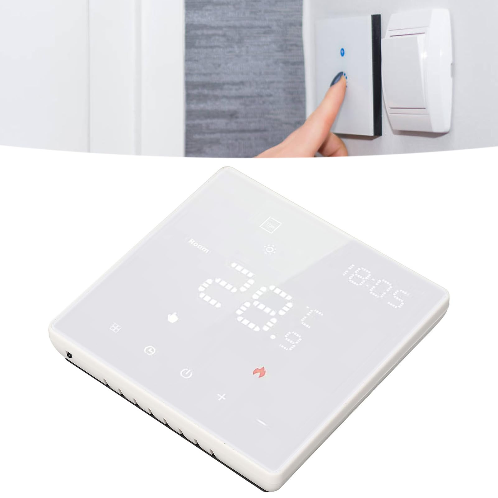 Termostato Smart WiFi, Regolatore Temperatura Bianco 100-250V 16A Compatibile con App Tuya e Controllo Vocale, Cronotermostato per Riscaldamento Elettrico a Pavimento