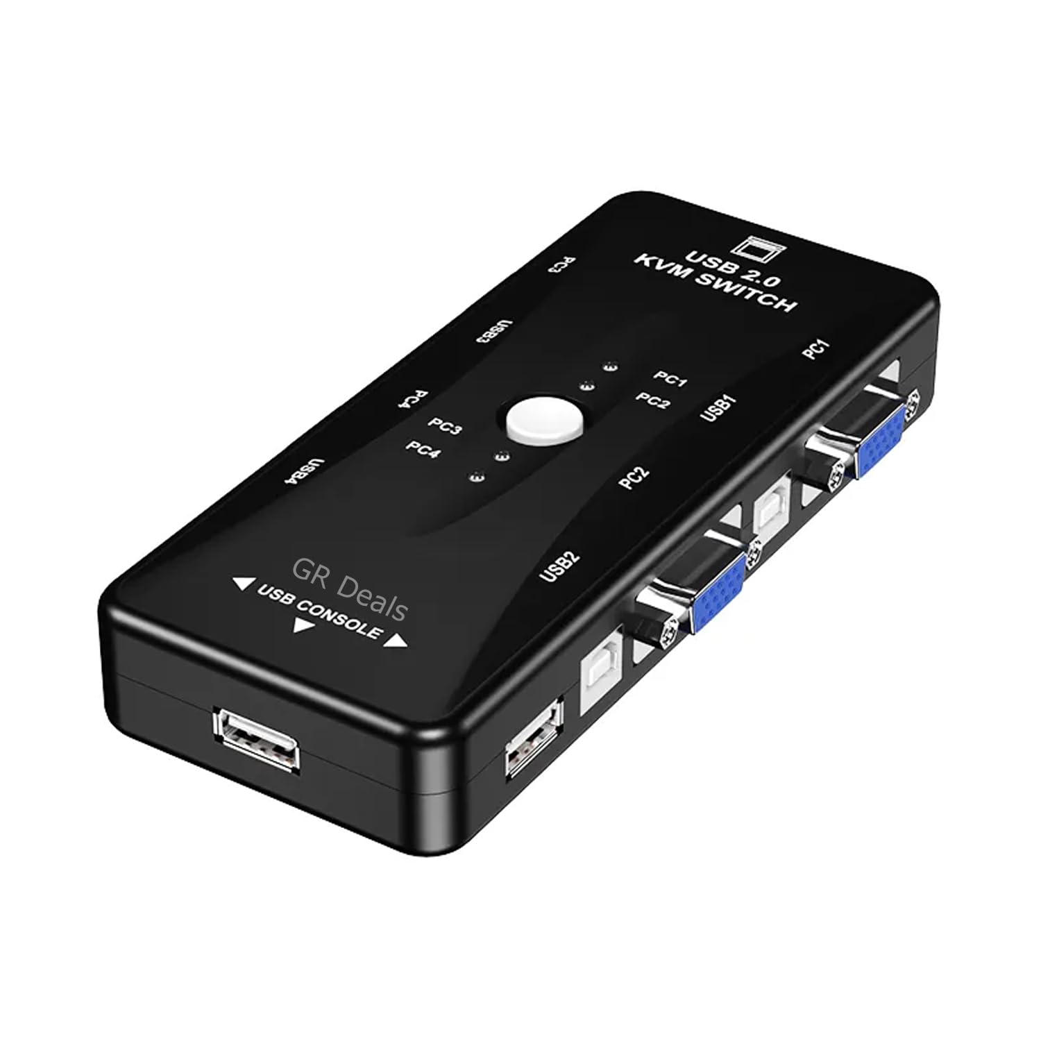 4 Ports USB KVM VGA Switcher, USB 2.0 KVM Switch Box Adapter, One-Button Swapping, 4 VGA Cables not Included, Ideal for PCs, Keyboard, Mouse, Scanner, Printer & More. BLACK.-image-11