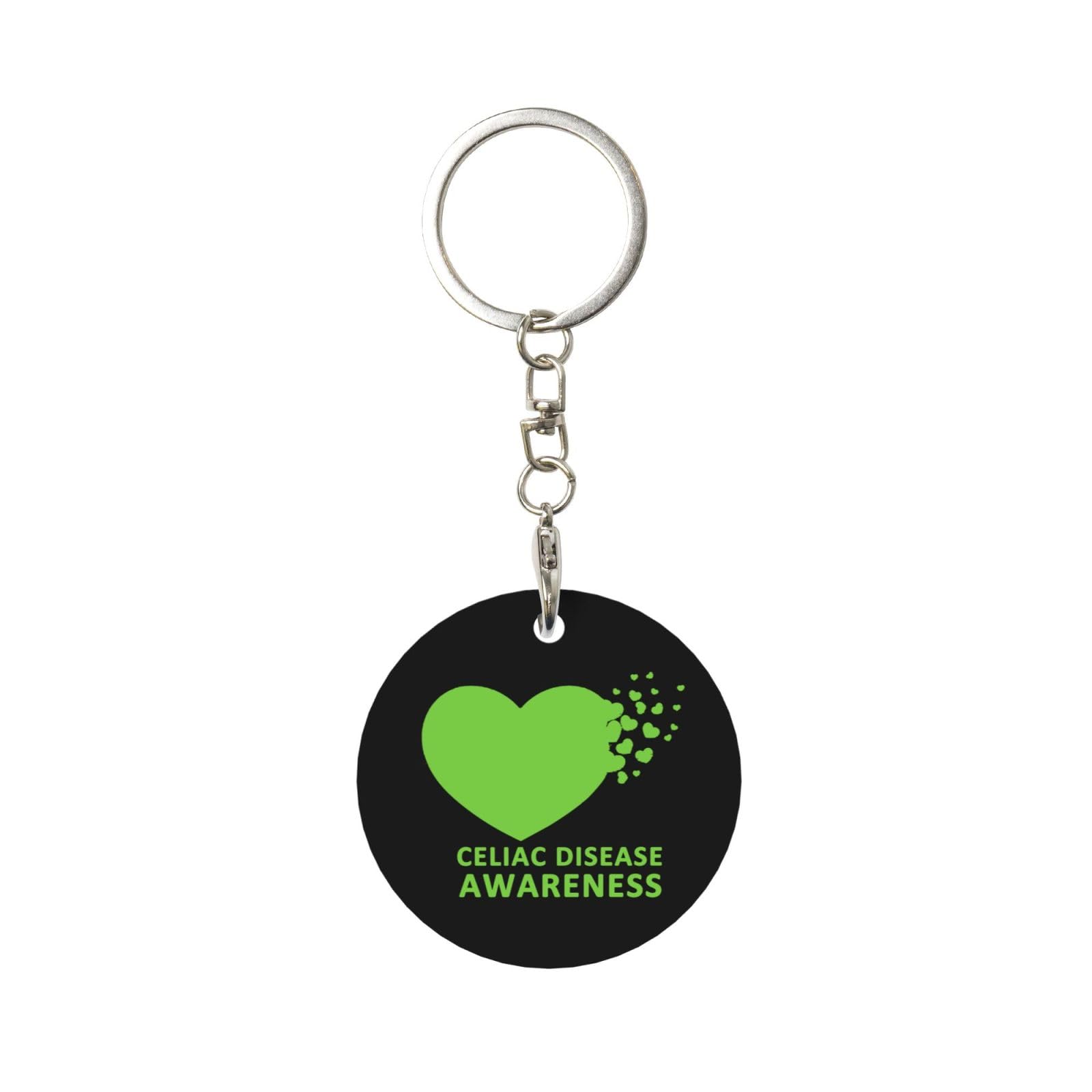 Cyanlit Unisex White Celiac Disease Awareness 4 Keychain Charms Round Metal Keychains With Key Ring Clips Key