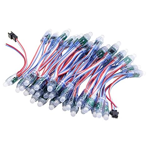Aclorol LED Pixel String Lights WS2811 RGB Individually Addressable 5V Waterproof IP68 50pcs Dream Colour 12mm Diffused Digital Round LED for Christmas Holiday Party Sign Advertising Board Decorative Cover