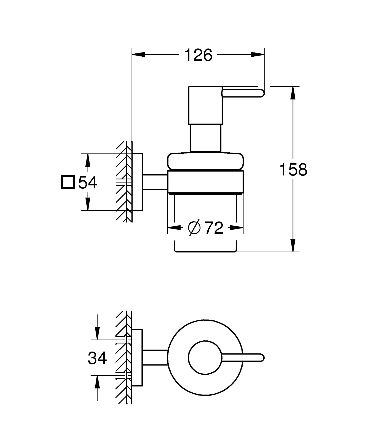 GROHE Start Cube, klebbarer Seifenspender für das Bad, ohne Bohren (Füllmenge: 160ml, mit Halter, verdeckte Befestigung, inkl. Schrauben und Dübel, Kleber separat kaufen), eckig, chrom, 41098000