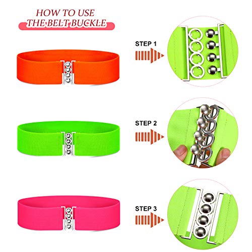 Syhood Halloween Neon Belts For Women 80S Neon Belt 80S Waist Belt Stretch Wide Waistband Elastic Belt Vertical Clasp Buckle Belts For Women Girls #TOP5