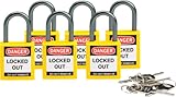 Brady 118962 Yellow, Brady Compact Safety Lock - Keyed Alike (6 Locks)