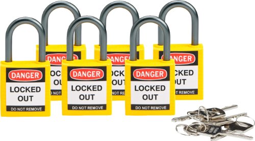 Brady 118962 Yellow, Brady Compact Safety Lock - Keyed Alike (6 Locks)