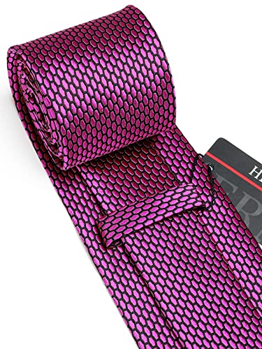 Image of HISDERN Ties for Men Plaid Checkered Tie with Pocket Square Woven Business Formal Necktie Handkerchief Set Wedding Party