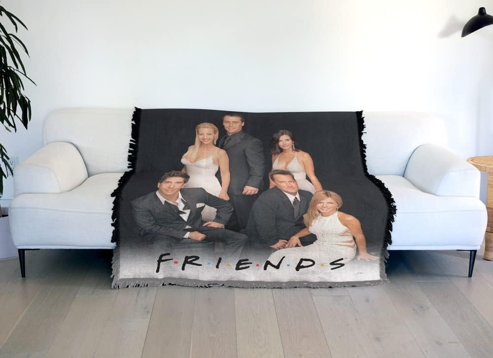 LOGOVISION Friends Blanket, 50"x60" Friends Group Shot Woven Tapestry Cotton Blend Fringed Throw