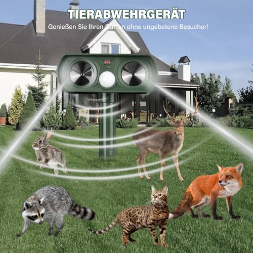 RoamRover 2er-Pack Katzenschreck für Garten Solar, Ultraschall-Katzenschreck für den Außenbereich, kann Katzen, Vögel, Füchse, Waschbären, Kaninchen und Nagetiere wirksam abwehren (2)
