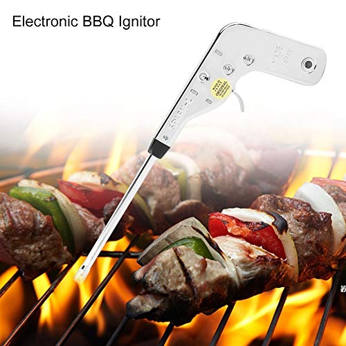 BOROCO Elektronisches Feuer Pulse Gas Zündgerät Küche BBQ Camping Grill Funkenfeuerzeug (30cm, Edelstahl, Silber)