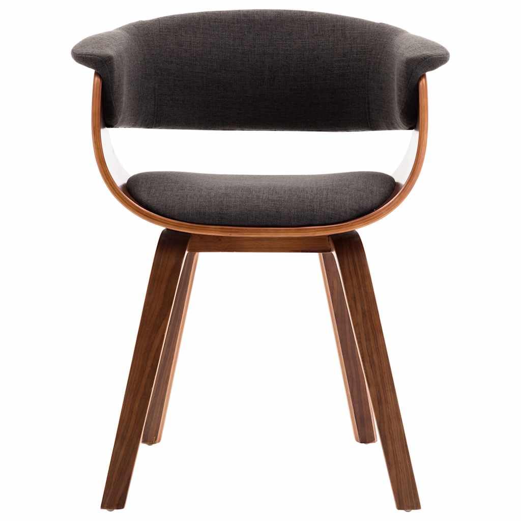 Chaise à Manger Gris Bois Courbé et Tissu