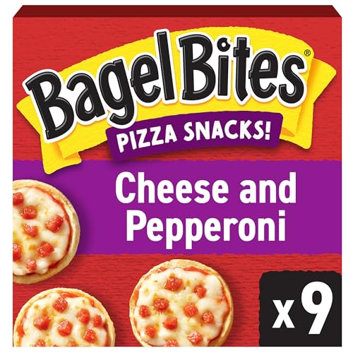 Bagel Bites Mini Pizza Bagel Frozen Snacks, 1 Box, for After-School and Late Night Snacking, Cheese and Pepperoni, No High-Fructose Corn Syrup and No Artificial Flavors, 9 ct