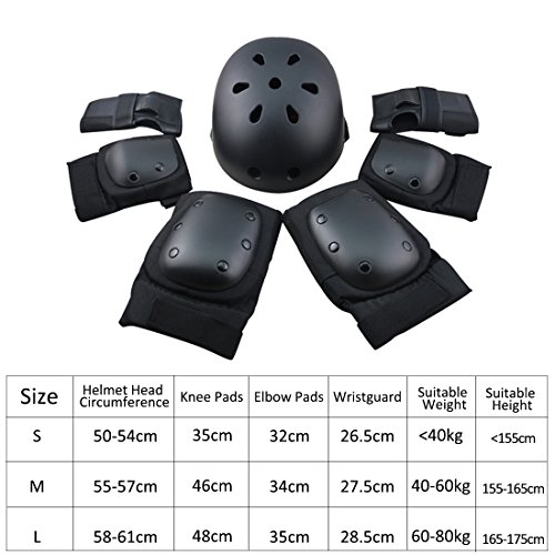 RuiyiF 7Pcs Adult Sports Safety Protective Gear Set, Elbow Pad Knee Support Wrist Guard and Helmet for Adult Skateboard Skating Blading Cycling Riding - Small