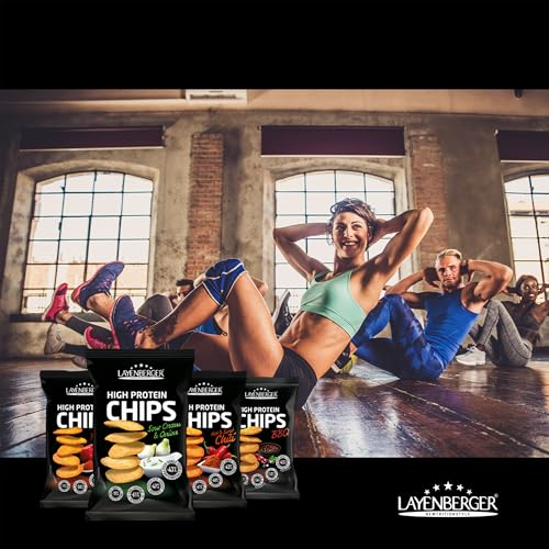 Layenberger High Protein Chips - viel Eiweiß, wenig Zucker, nicht frittiert, Single Pack (1x 75 g) - Sour Cream & Onion