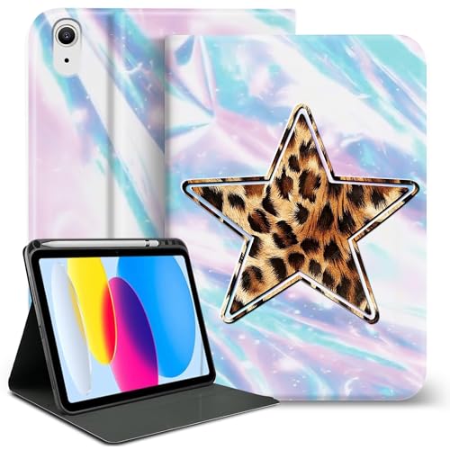 Coque iPad 11 A16 2025 antichoc esthétique léopard avec porte-stylet