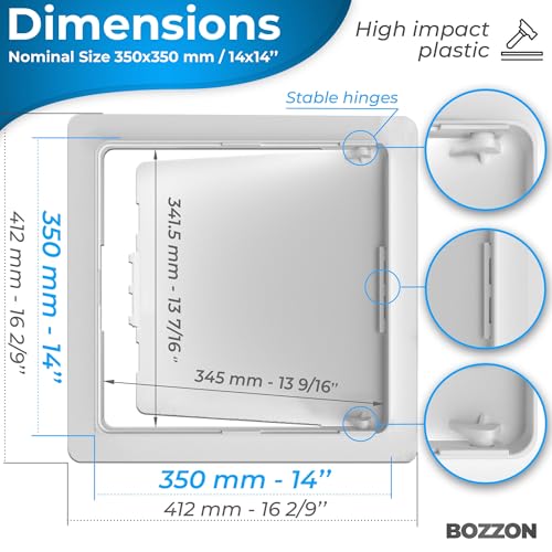 Image of Access Panel for Drywall - 14 x 14 inch - Wall Hole Cover - Access Door - Plumbing Access Panel for Drywall - Heavy Durable Plastic White