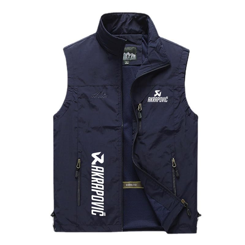 IQQOPVHG Akr.ap_ovic - Chaleco informal para hombre, para exteriores, sin mangas, varios bolsillos, para pesca, ciclismo, azul, S