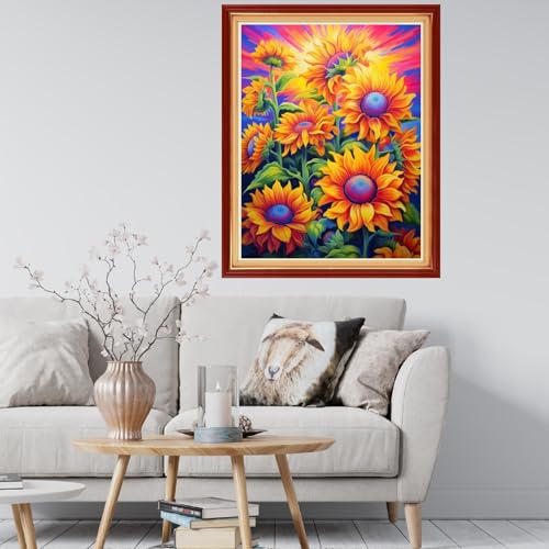 Image of Findvoor Stamped Cross Stitch Kits for Beginner Embroidery Kits for Beginners Adults DIY 11CT Cross Stitch Patterns Needlepoint Kits Crossstitching Kits-Magic Sunflower 16x20 inch