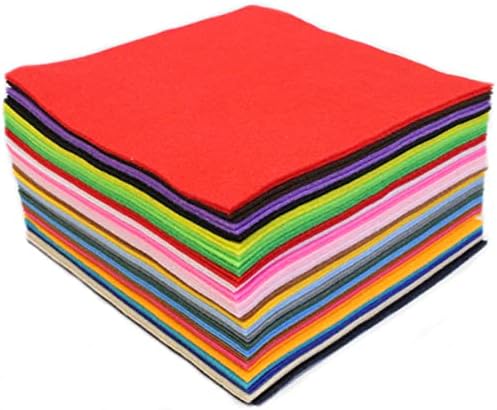 BRIGHT ideas Soft Texture Felt Square Sheets for Textile Fabrics DIY Craftwork Sewing Patchwork, Arts and Crafts, 50 Colour Sheets in 25 Assorted Colours 22cm x 22cm, 1.4mm Soft Thick Polyester Felt