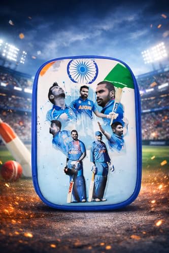 Image of Gifts- Cricket Theme Pencil Pouch for Kids- Pack of 1, Large Capacity Waterproof Stationery Pouch with Zipper| Cute Hardtop Pencil Box for School, Boys & Girls Size 22X15 cm