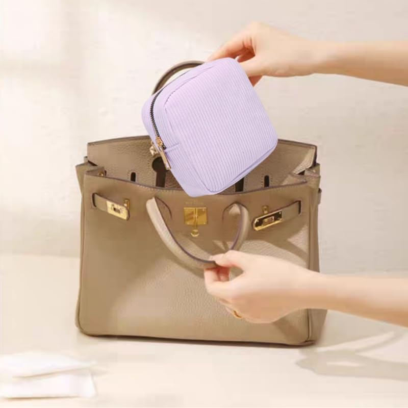 Ycnpeatt Sanitary Pad Storage Bag Purple Corduroy Period Pouch, 12x12x5cm (4.7"x4.7"x2") - Image 4