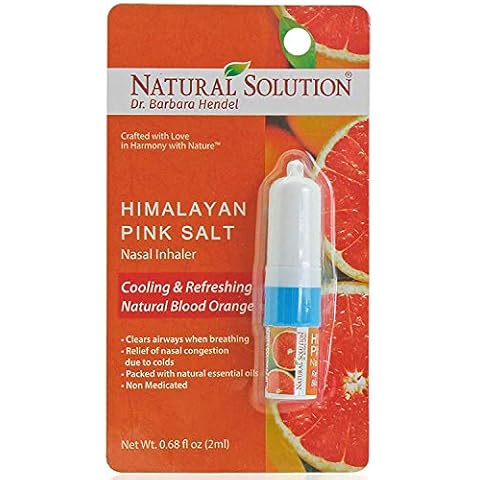 Natural Solution Pink Salt Aromatherapy Nasal Inhaler with Refreshing Blood Orange Essential Oils, Natural remedy for Sinus Relief, Allergies, Headaches, Cold, Flu & Congestion - 0.68 Oz Cover