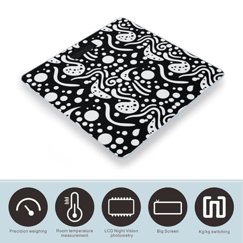 Balanza digital para baño con patrón blanco y negro miniatura 3