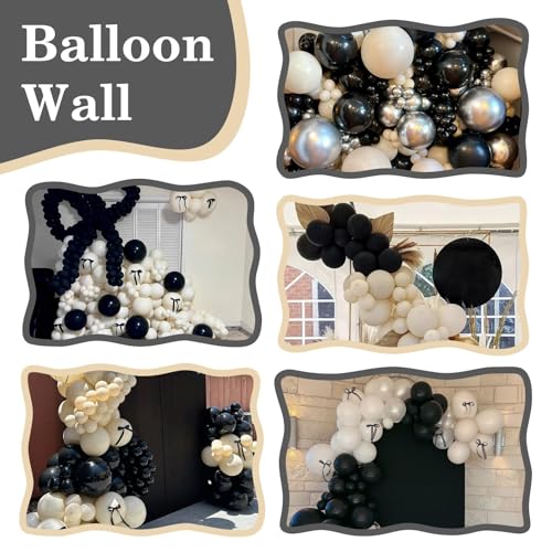 Image of Black White Link Balloons,60Pcs 6Inch Sand White Black Latex Linking Balloons for Birthday Baby Shower Wedding Anniversary Party Decorations