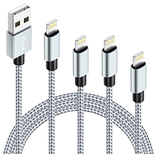 IDiSON 4Pack(3ft 6ft 6ft 10ft) iPhone Lightning Cable Apple MFi Certified Braided Nylon Fast Charger Cable Compatible iPhone Max XS XR 8 Plus 7 Plus 6s 5s 5c Air iPad Mini iPod (Gray +White)