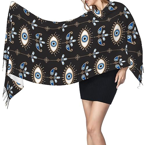 Women's Shawls and Wraps Evil Eye Comfortable Long Scarf Winter Warm Scarves3