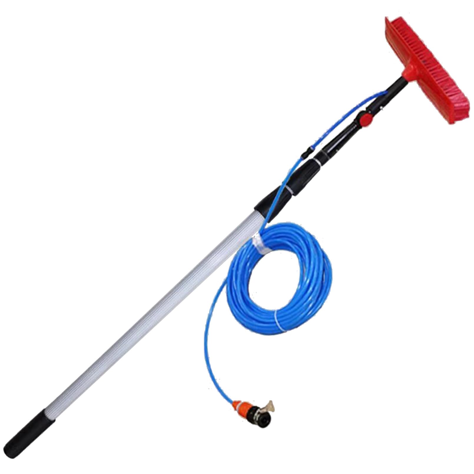Kit de perche à eau pour nettoyage de vitres et panneaux solaires avec brosse réglable