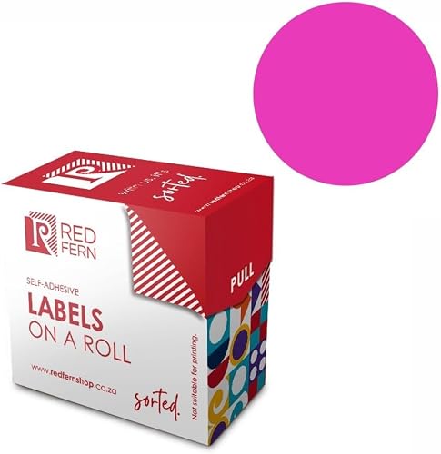 Redfern C25 Round Colour Code Rolls 125 Labels, Pink