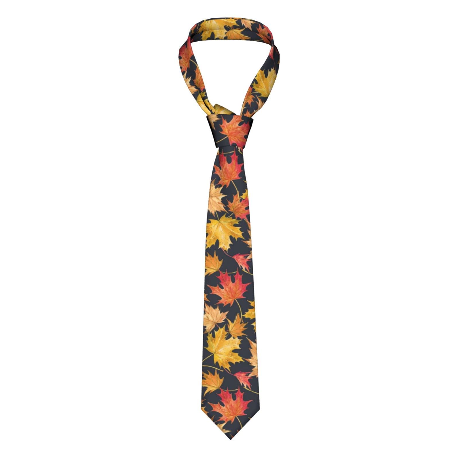 Smazdfxx Men's As Pic Autumn Maple Leaves Novelty Neckties Casual Funny Tie For Party Weddings Gift Ideas
